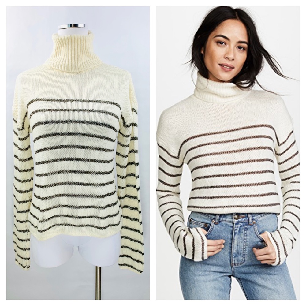A.L.C Elisa Metallic Stripe Turtle Neck Sweater